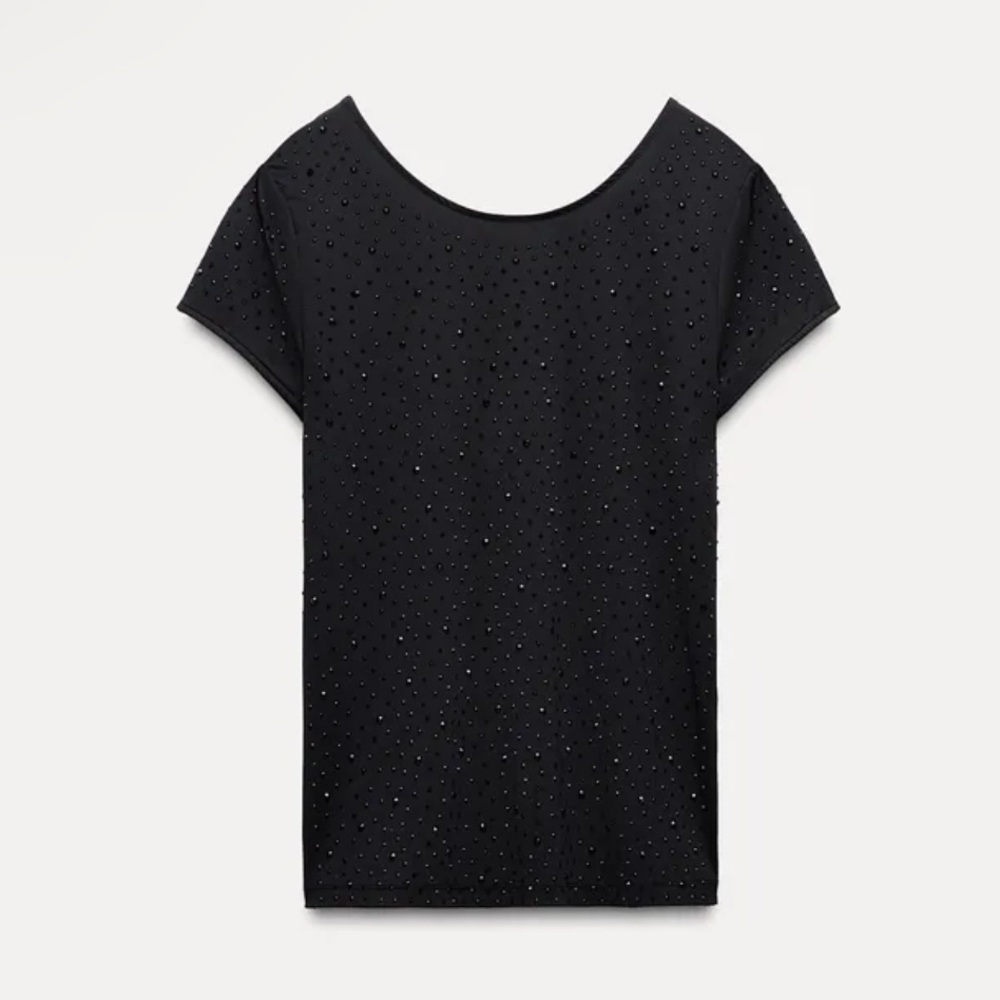 Zara POLYAMIDE SPARKLE TOP Size Medium NWT